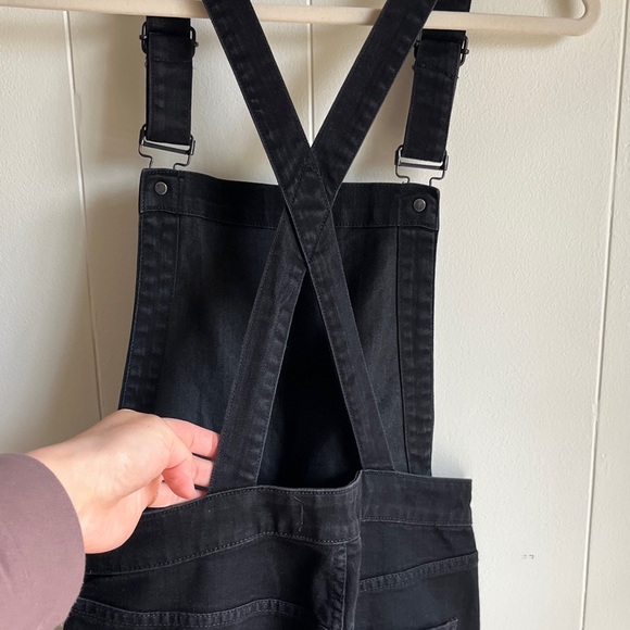 Madewell Women's Black Denim Casual Cali Demi Overalls Cropped Skinny Leg Sz Med - Picture 9 of 11